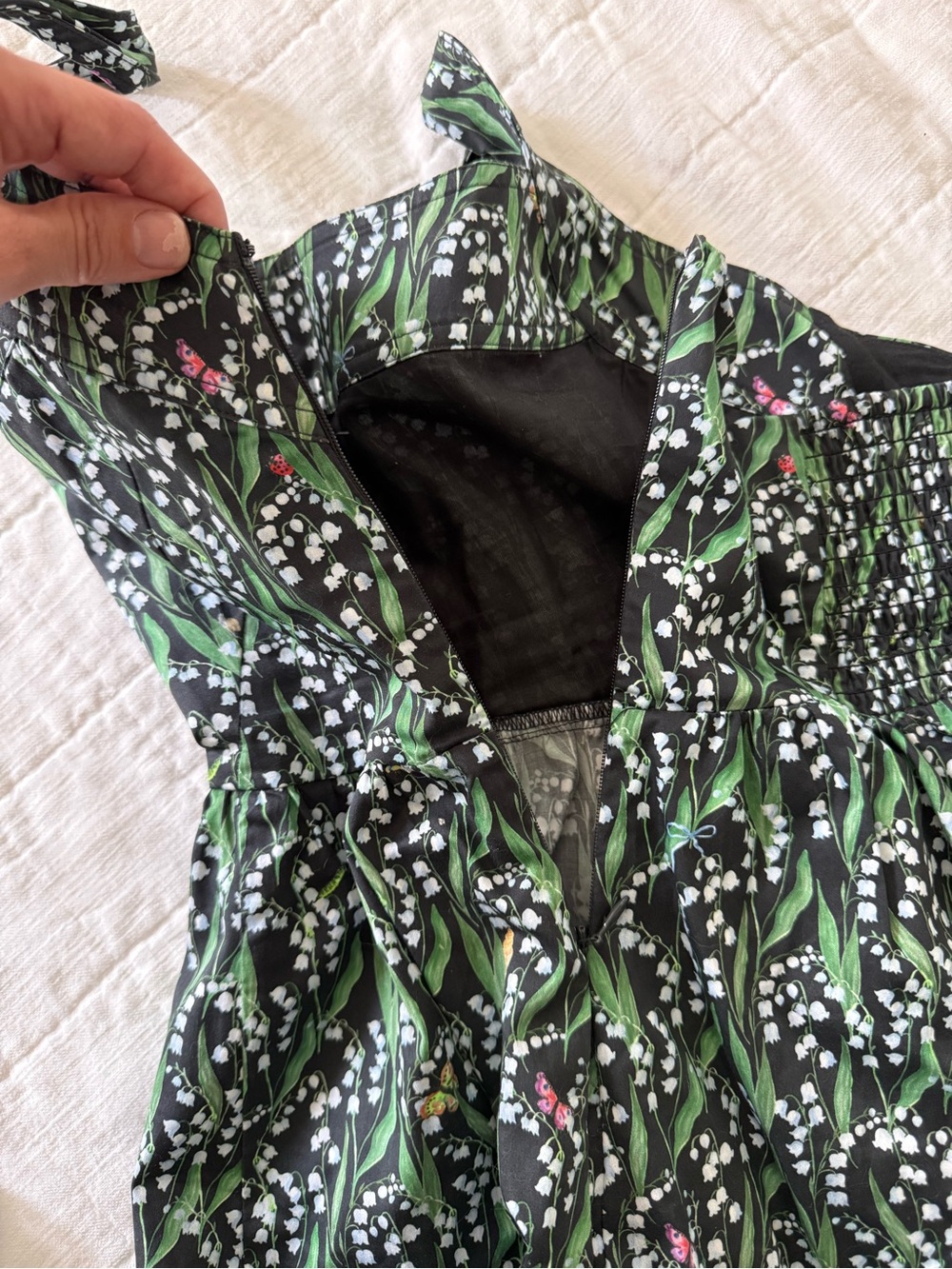 Hill House Home Fleur Midi Dress in the Lily of the Valley Black pattern - Picture 5 of 16
